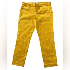 Old Navy Mustard Yellow Floral Pixie Pants